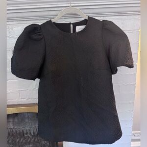 Tuckernuck Black Jacquard Lyla Blouse, Sz Small